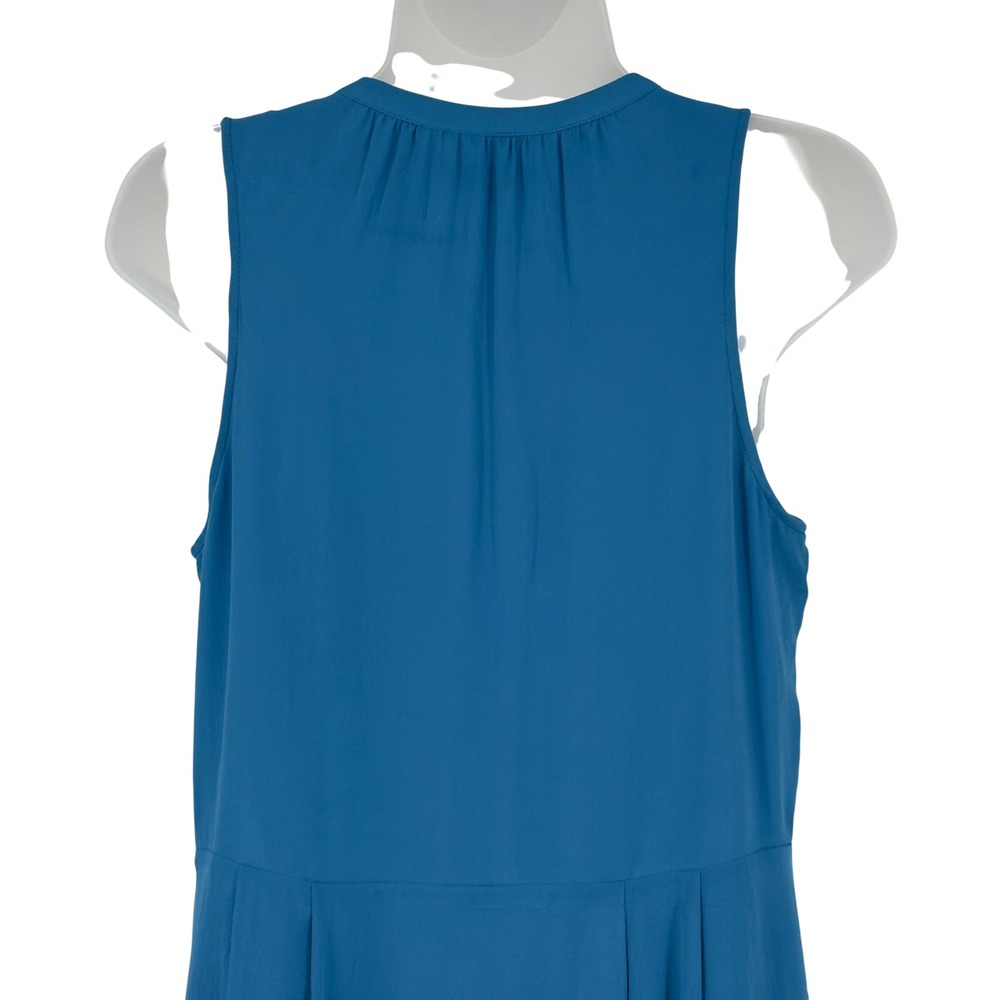 Madewell Silk Hi Low Midi Dress Blue Sleeveless Pockets Medium Minimalist - Picture 6 of 9